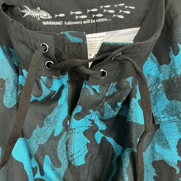 Tormenter Board Shorts Blue Camo Graphic Swim Suit Trunks Skeleton Mens Size 32 - Picture 15 of 15